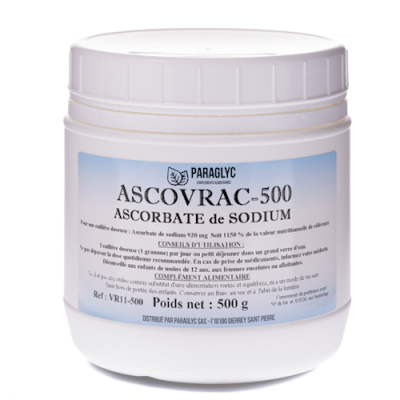 ASCOVRAC sel de VITAMINE-C : Ascorbate de sodium complément alimentaire 500g
